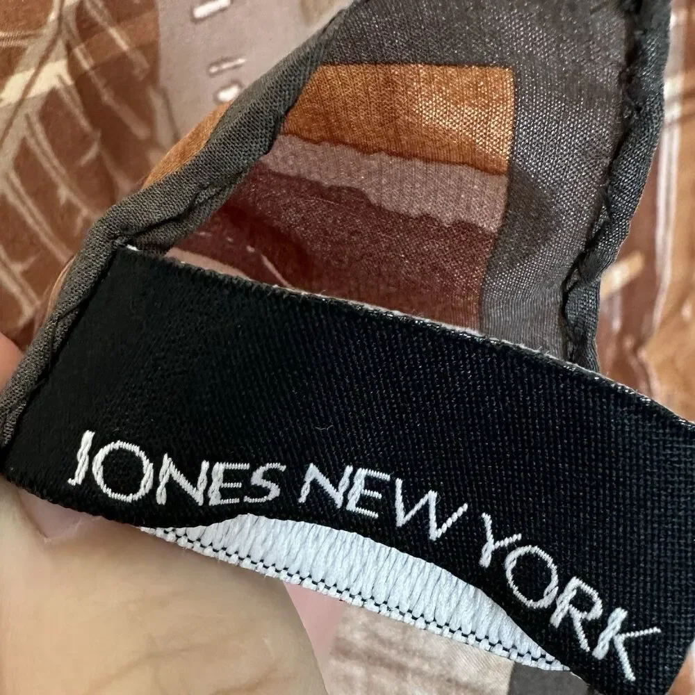 Jones New York Silk Scarf Multicolor Leaf Print Fall Foliage Earth Tones Fairy